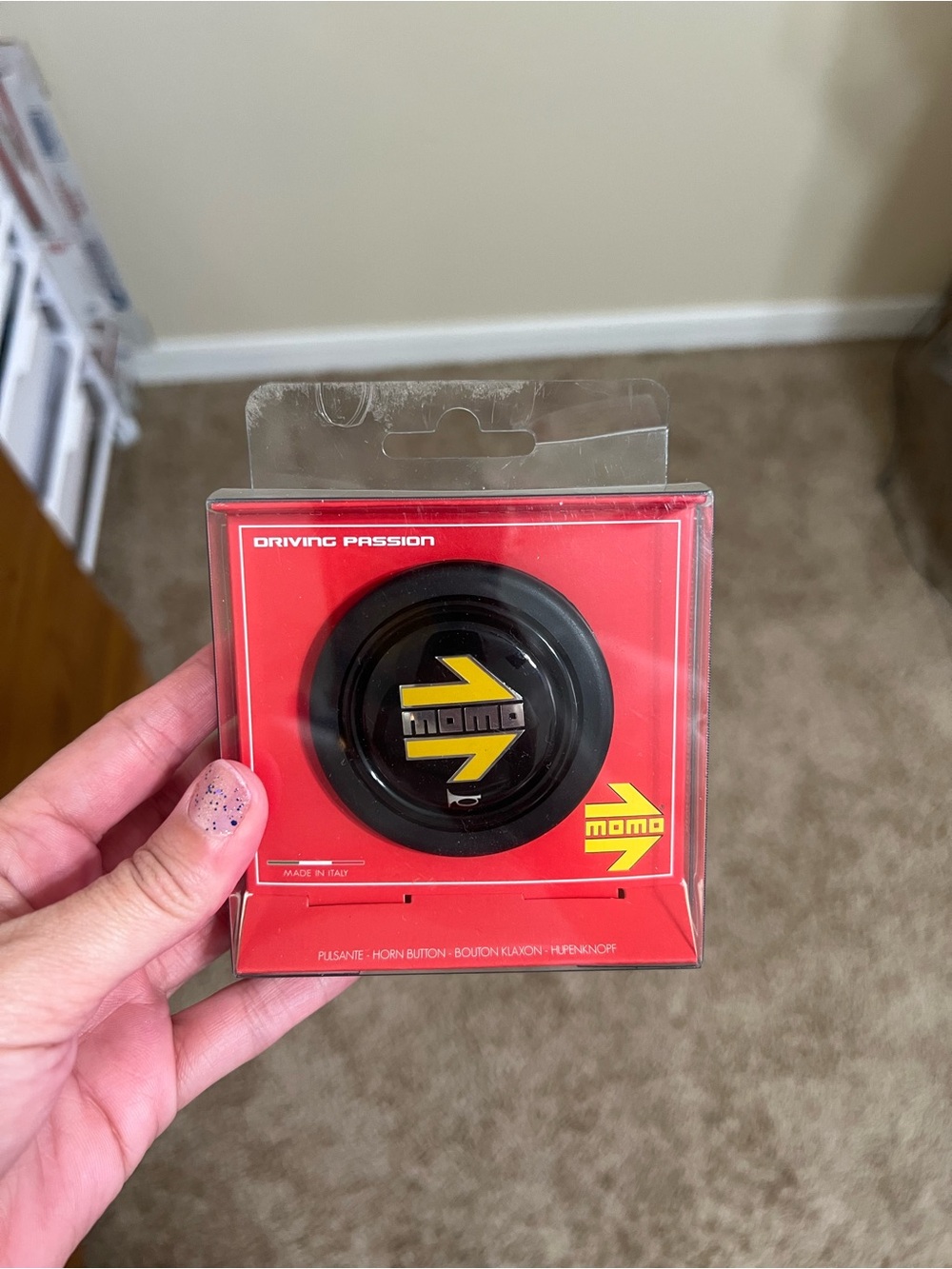 Black & Yellow Steering Wheel Horn Button